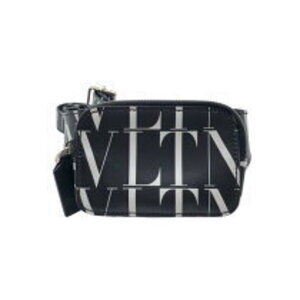 Valentino VLTN logo belt bag black white leather